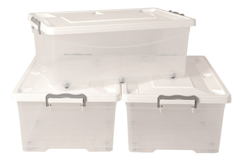 Caja Organizadora 55 L X3 Unidades 60x40x25 Grande Con Traba