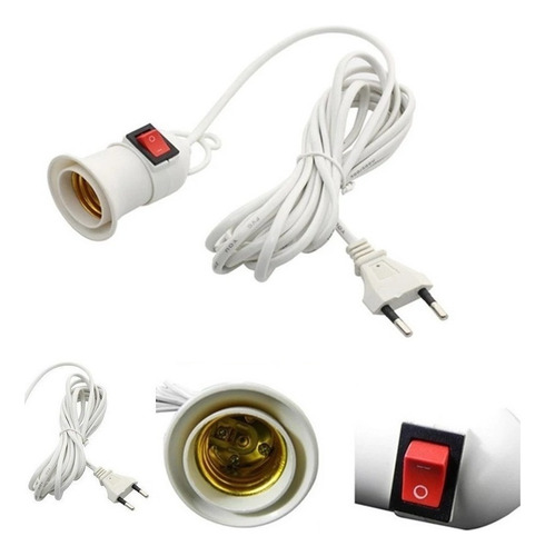 Soquete E27 Con Interruptor Cable 8 Mts Enchufe Color