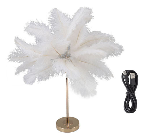 Lámpara De Mesa De Plumas Interruptor Táctil Usb Lámpara