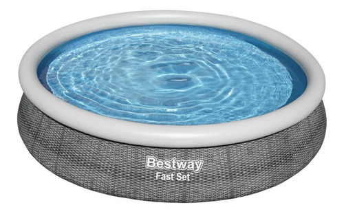 Pileta inflable redonda Bestway Fast Set 57443 de 3.66m x 76cm 5377L gris caja