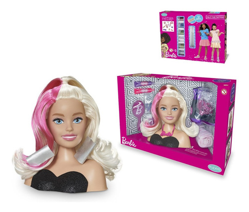 Imagem 1 de 9 de Barbie Busto Styling Head Hair Acessórios + Glitter Tatoo