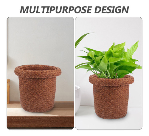 Cesta Tejida Con Flores, Cesta De Almacenamiento Tejida Con
