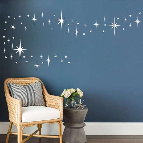 Calcomanias De Pared 3d Estrellas Espejos Autoadhesivas