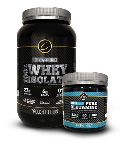 Proteina + Glutamina - Whey Isolate 2lb + Glutamine 300g