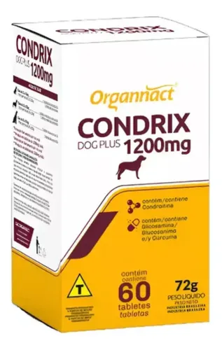 Suplemento Condrix Glucosamina Condroitina Cães Organnact 60 Comp...