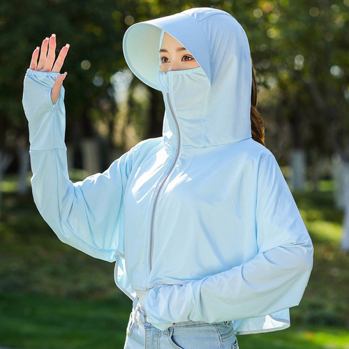 Abrigo Con Capucha Y Protección Solar For Mujer, Sombrero,