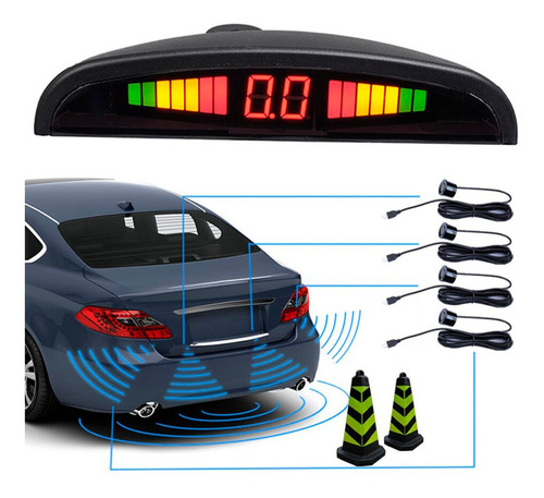 Sensor De Estacionamento Ré 4 Sensores Sinal Sonoro Display