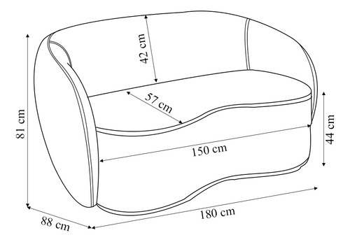Sofá Decorativo 180cm 2 Lugares Íbis Enc Fixo Veludo Marrom