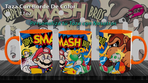 Imagen 1 de 1 de Taza Borde Color Naranja Super Smash Bros Boom Super-002b