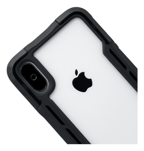 Funda Para iPhone X / Xs Transparente De Uso Rudo Bordes Reforzados Color Negro
