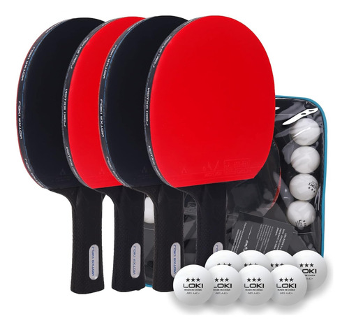 Set 4 Raquetas De Ping Pong Y 8 Pelotas Loki Envio Gratis