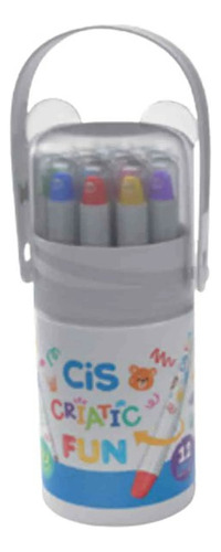 Giz De Cera Cis Retrátil Criatic Fun Com 12 Cores Cor Coloridos