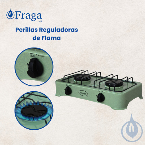 Parrilla Fraga P802 Gas 2 Quemadores Porcelanizada Color Menta