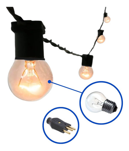 Varal De Luzes Cordao Festao 10 Mts Lamp Inclusa Oferta 