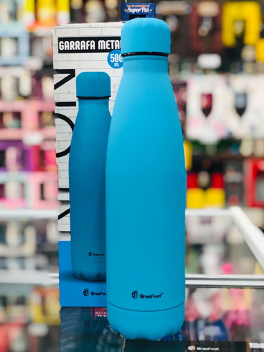 Garrafa Termica Academia Metal Neo 500ml Cores - Azul Neon