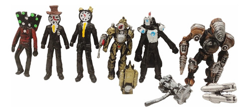 Skibidi Toilet Maqueta 6 Figuras En Set Titanes Y Clockman 