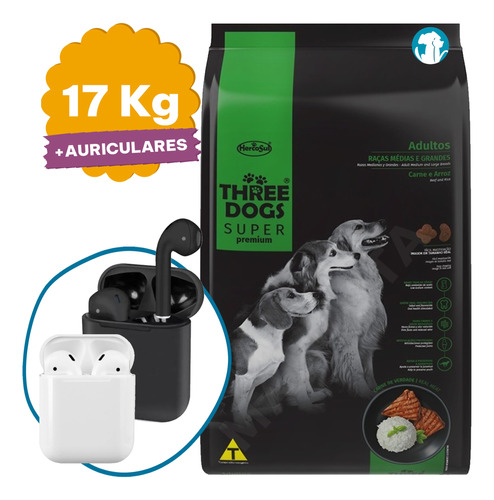 Three Dogs Perro Adulto Super Premium 17 Kg + Regalo