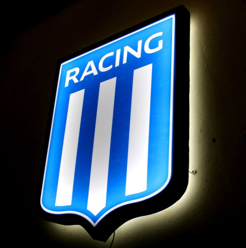 Cartel Cuadro Escudo Luminoso Racing Club Led Decorativo