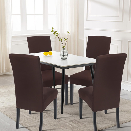 Juego De 4 Fundas Elásticas Para Sillas Comedor Chocolate