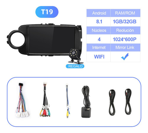 Estéreo 1+32g Para Toyota Yaris 2012-2017 Cámara Gps Fm Bt.