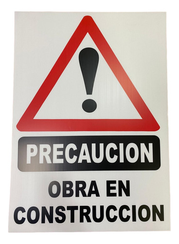 Cartel Corrugado Precaución Obra En Construcción 50x70