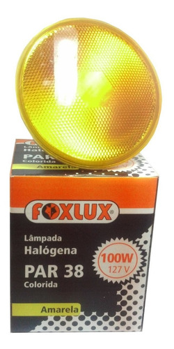 Lâmpada Colorida Halogena Par 38 100w 127v Amarela 10 Peças