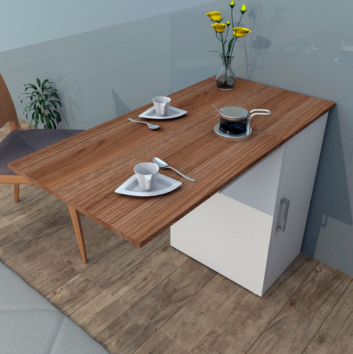 Imagen 3 de 10 de Armario Auxiliar Con Mesa / Barra Plegable / Desayunador