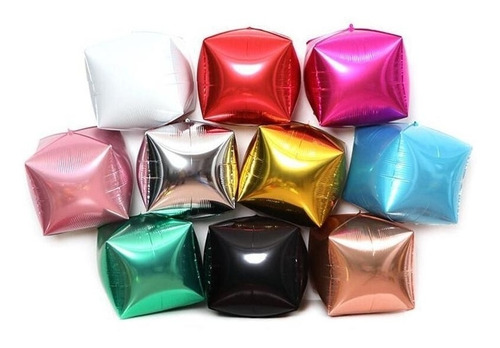 2 Globo Orbz Cubo Liso #22 Orbz Metalico Varios Colores