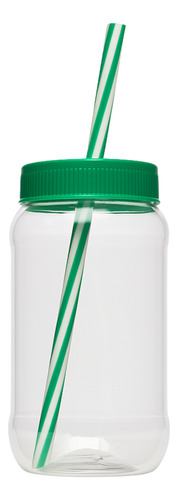 100 Vasos De Fiesta Con Tapa Popote Cilindro 500 Ml Reusable Verde Musgo