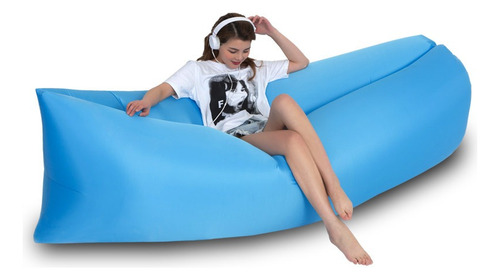 Colchón Inflable Personal Portátil Camping Acampar Colchone Celeste