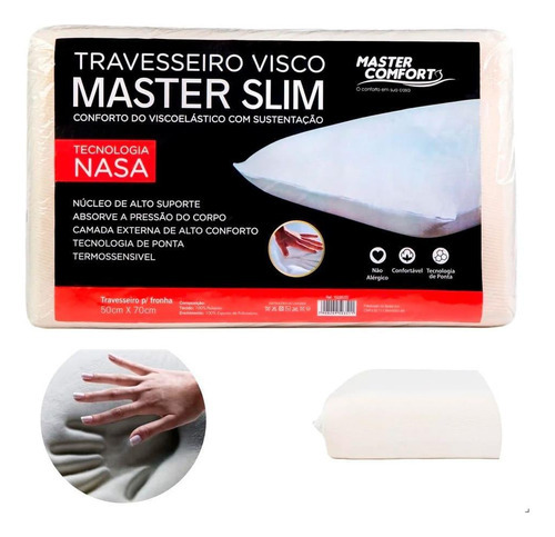 Travesseiro Nasa Viscoelástico Master Slim Sono E Conforto