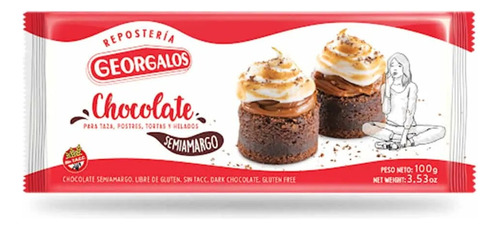 Chocolate Georgalos Semi Amargo Taza 100g - Caja X 10un