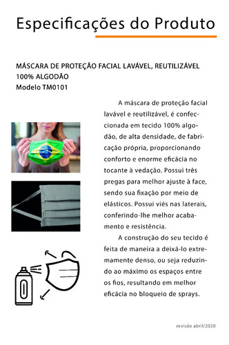 Imagem 4 de 10 de Máscara Proteção Facial Reutilizável 100% Algodão 10 Un
