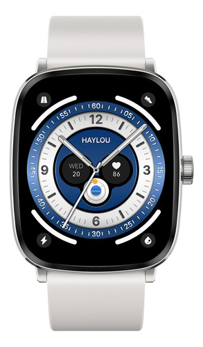 Haylou Rs5 Smartwatch 2.01  Pantalla Amoled Hd Llamada Bluetooth Asistente De Voz Reloj Inteligente Deportivo Con Función De Sos Resistente Al Agua Y Con Dos Correas, Ls19, Plateado