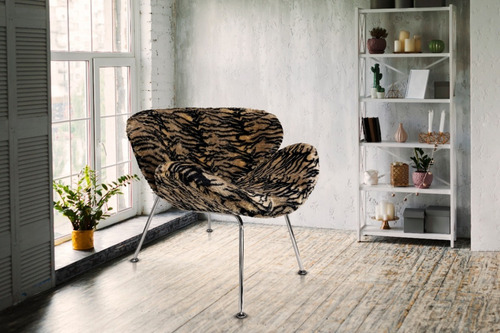 Imagen 3 de 9 de Sillon Pierre Paulin Tapizado Tela Peluche Animal Print