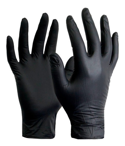 Imagen 1 de 10 de Caja Guantes Negros X 100 Uni Talles A Elección