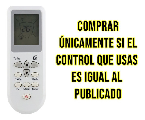 Imagen 2 de 10 de Control Para Minisplit Whirlpool Aire Acondicionado