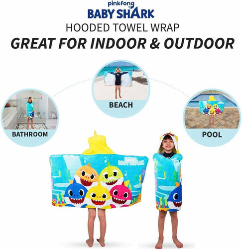 Toalla Baby Shark Infantil Pinkfong Niño Niña Capucha