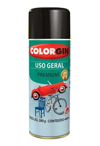 Tinta Spray Uso Geral Premium Preto Fosco 400ml Colorgin