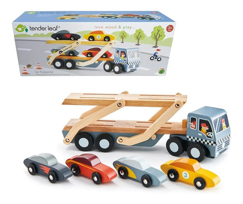 Juguete Infantil Camion Transportador De Autitos De Madera