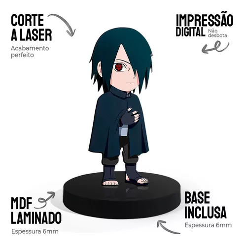 Totem Pequeno Boneco Naruto Sasuke Uchiha 7cm + Base