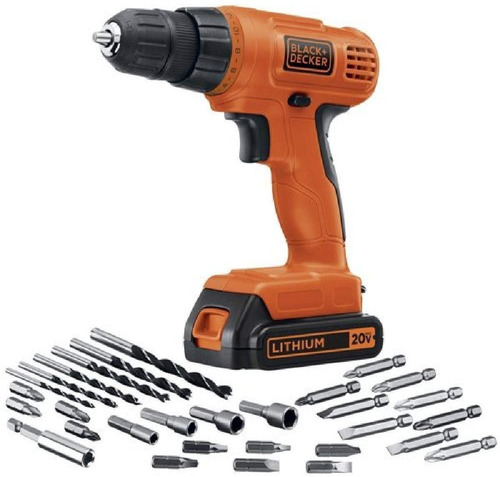 Black + Decker Taladro Inalámbrico 20v Recargabl +accesorios Color Naranja