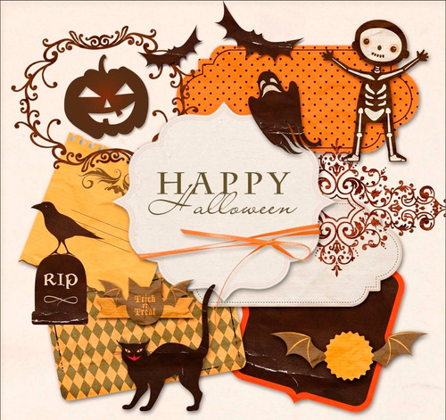 Kit De Imágenes Digitales Happy Retro Halloween Vintage