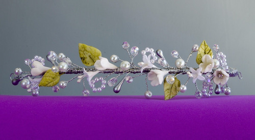 Tocado Diadema Tiara Novia Xv Primera Comunión Inés