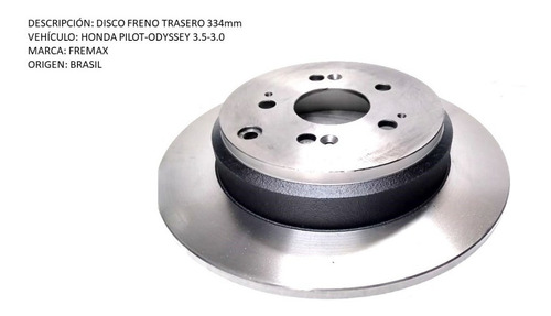 Disco Freno Trasero Honda Pilot-odyssey 3.5-3.0 334mm