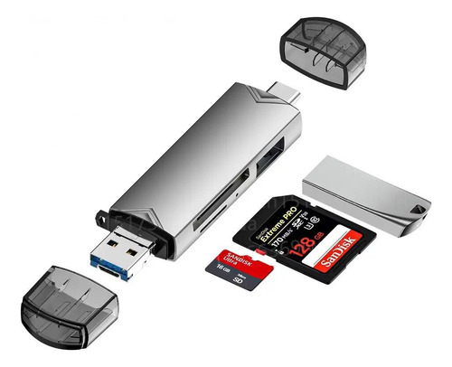 Multi Lector De Tarjeta 6en1 Usb 3.0 Tipo C, Sd, Micro Sd