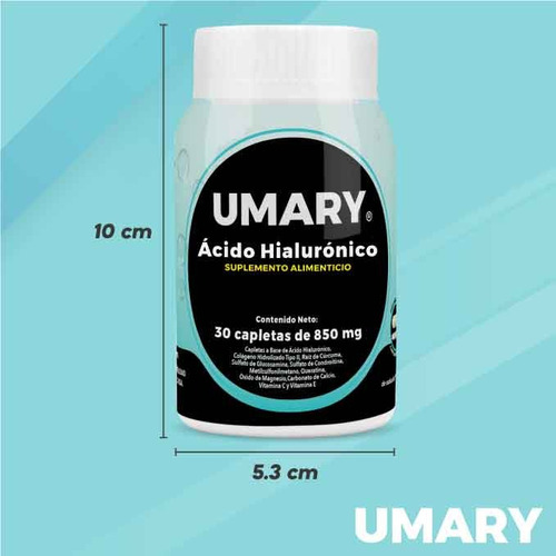 UMARY Ácido Hialurónico con 30 Tabletas. Paquete de 10 Umary Suplemento Alimenticio para todo tipo de piel +18 años- pack x 300 unidades