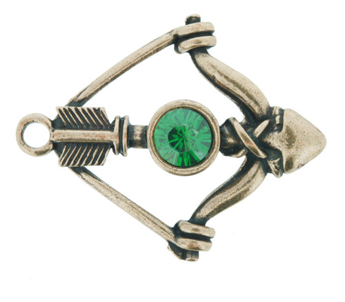Pingente Arco E Flecha - Ouro Velho Com Strass - 45mm