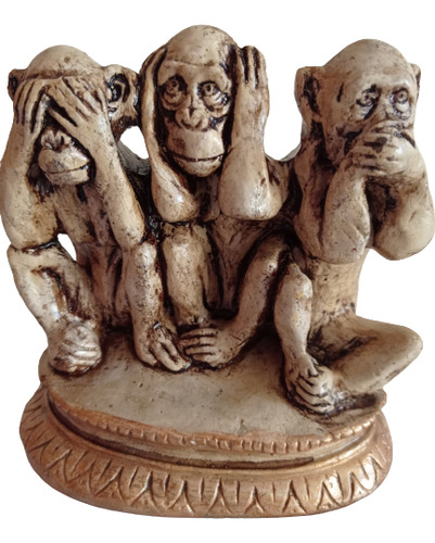Escultura De Yeso Pintada (monos Sabios)