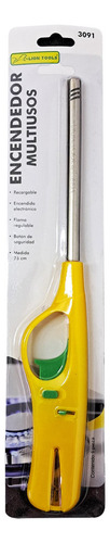 Encendedor Gas Multiusos Electrico Recargable Amarillo 10pz